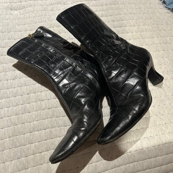 Ladies mid calf leather boots - Picture 1 of 2